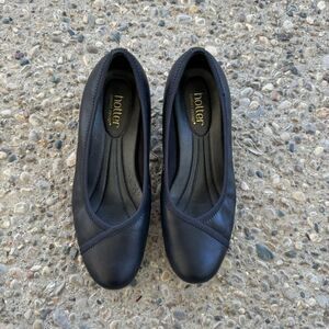 Hotter Monica Pumps Women's 7.5 Black Leather Kitten Heel Shoes Comfort Concept